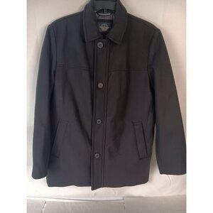 Dockers Mens Black Wool-Blend Zip / Button-Up Coat Size L